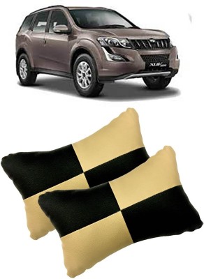 SHOOLIN Black, Beige Leatherite Car Pillow Cushion for Mahindra(Rectangular, Pack of 2)