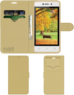 ACM Flip Cover for Intex Aqua Strong 5.1(Gold, Cases with Holder, Pack of: 1)