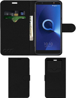 ACM Flip Cover for Alcatel 3x(Black, Cases with Holder, Pack of: 1)