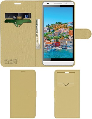 ACM Flip Cover for Intex Aqua Star 2(Gold, Cases with Holder, Pack of: 1)