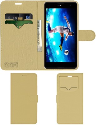 ACM Flip Cover for Micromax Canvas Fire 5 Q386(Gold, Cases with Holder, Pack of: 1)