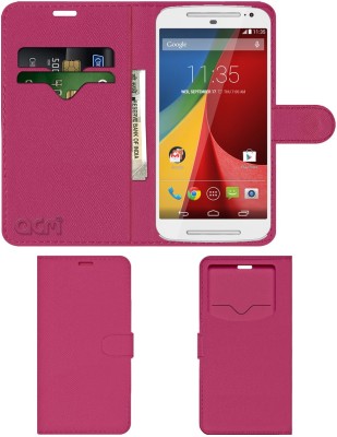 ACM Flip Cover for Motorola Moto G 2nd Gen 2014(Pink, Cases with Holder, Pack of: 1)