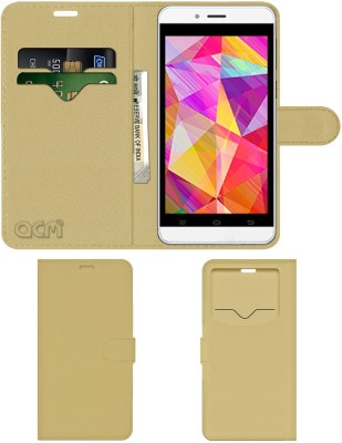 ACM Flip Cover for Intex Aqua Q7 Pro(Gold, Cases with Holder, Pack of: 1)