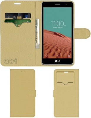 ACM Flip Cover for Lg Max X160(Gold, Cases with Holder, Pack of: 1)