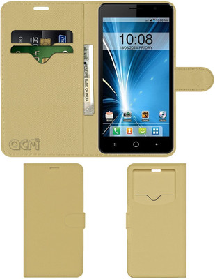 ACM Flip Cover for Intex Aqua Star L(Gold, Cases with Holder, Pack of: 1)