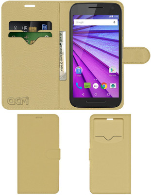 ACM Flip Cover for Motorola Moto G Turbo Edition(Gold, Cases with Holder, Pack of: 1)