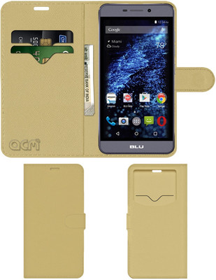 ACM Flip Cover for Blu Life Mark(Gold, Cases with Holder, Pack of: 1)