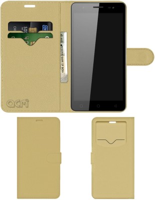ACM Flip Cover for Micromax Canvas Amaze 4G Q491(Gold, Cases with Holder, Pack of: 1)