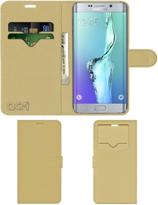 ACM Flip Cover for Samsung Galaxy S6 Edge Plus(Gold, Cases with Holder, Pack of: 1)