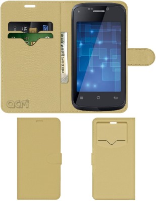 ACM Flip Cover for Iball Andi 5h Quadro(Gold, Cases with Holder, Pack of: 1)