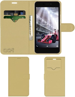 ACM Flip Cover for Intex Aqua Zenith 4g(Gold, Cases with Holder, Pack of: 1)