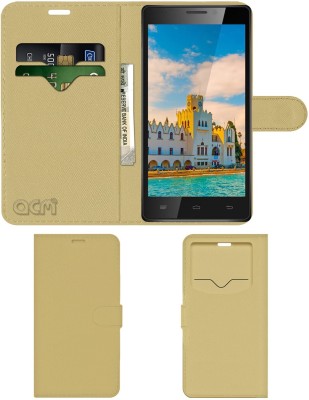 ACM Flip Cover for Intex Aqua Power Hd 4g(Gold, Cases with Holder, Pack of: 1)
