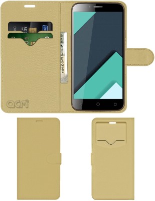 ACM Flip Cover for Karbonn Quattro L50hd(Gold, Cases with Holder, Pack of: 1)