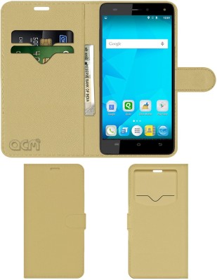 ACM Flip Cover for Micromax Pulse 4g E451(Gold, Cases with Holder, Pack of: 1)