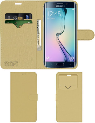 ACM Flip Cover for Samsung Galaxy S6 Edge(Gold, Cases with Holder, Pack of: 1)