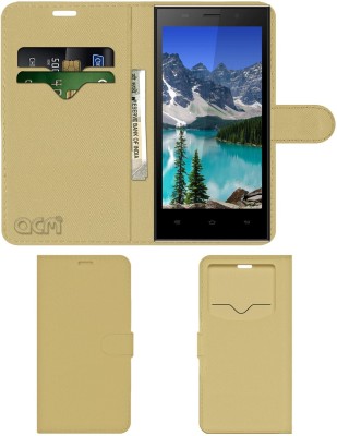 ACM Flip Cover for Spice Flo 6150(Gold, Cases with Holder, Pack of: 1)
