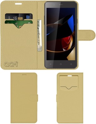 ACM Flip Cover for Swipe Elite 2 Plus 4g(Gold, Cases with Holder, Pack of: 1)