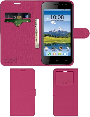 ACM Flip Cover for Intex Aqua Q1(Pink, Cases with Holder, Pack of: 1)