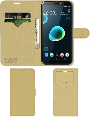 ACM Flip Cover for Htc Desirre 12 Plus(Gold, Cases with Holder, Pack of: 1)