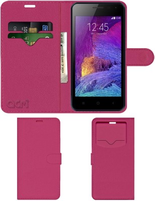 ACM Flip Cover for Adcom Kitkat A47(Pink, Cases with Holder, Pack of: 1)