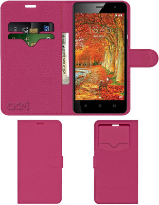ACM Flip Cover for Jivi Prime P300 Hd(Pink, Cases with Holder, Pack of: 1)