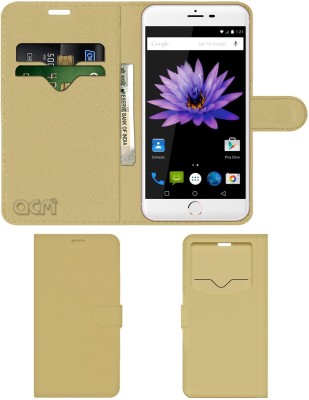 ACM Flip Cover for Swipe Konnect Star Plus(Gold, Cases with Holder, Pack of: 1)