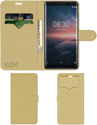 ACM Flip Cover for Nokia 8 Sirocco(Gold, Cases with Holder, Pack of: 1)