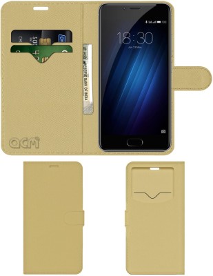 ACM Flip Cover for Meizu M3s(Gold, Cases with Holder, Pack of: 1)