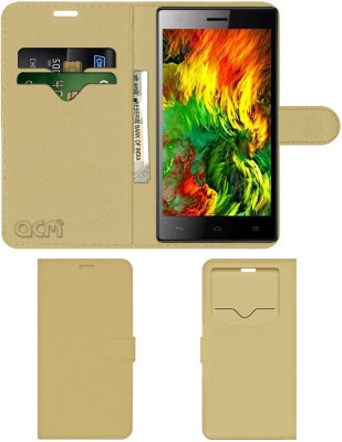 ACM Flip Cover for Spice Stellar Mi-528(Gold, Cases with Holder, Pack of: 1)