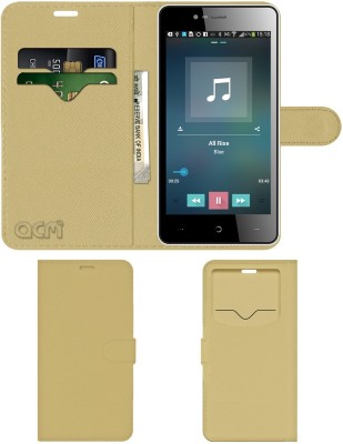 ACM Flip Cover for Intex Aqua Power 2(Gold, Cases with Holder, Pack of: 1)