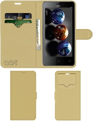 ACM Flip Cover for Lava Iris 502(Gold, Cases with Holder, Pack of: 1)