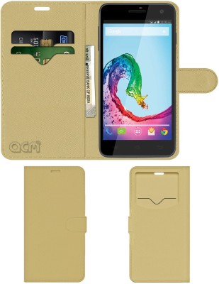 ACM Flip Cover for Lava Iris X5(Gold, Cases with Holder, Pack of: 1)