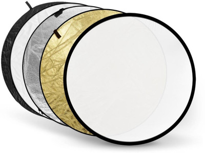 

Maxxlite 5 in1 Translucent Silver Gold White and Black Collapsible Round Multi Disc Light Reflector for Studio or Any Photography Situation. 80 cm Collapsible Reflector(Pack of 5)
