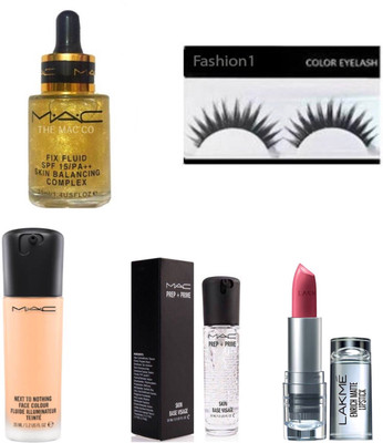 

FASHION 1 Combo of face primer,foundation,serum.lipstick,eyelashes(Set of 5)