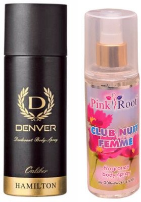 

Pink Root CLUB NUIT FEMME MIST 200ML WITH DENVER CALIBER DEO(Set of 2)