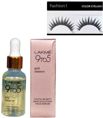 

FASHION 1 Imported combo of lakme 9to5 gold radiance face serum 30ml with pair of eyelashes (set of 2)(Set of 2)