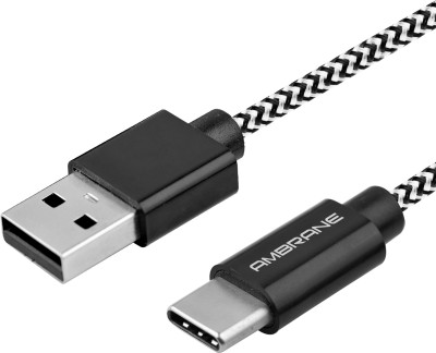 Ambrane CBC-15 2.4A 1.5m Sync & Fast Charge Tough Nylon Braided USB A to 1.5 m USB Type C Cable  (Compatible with Mobile, Tablet, Computer, Gaming Console, White, Black, One Cable)