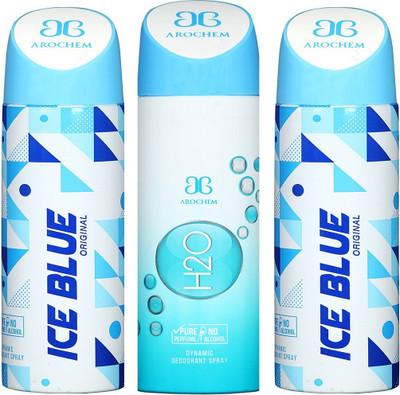 

AROCHEM ICE BLUE , H2O AND ICE BLUE DYNAMIC PURE Deodorant Spray - For Men & Women(200 ml, Pack of 3)