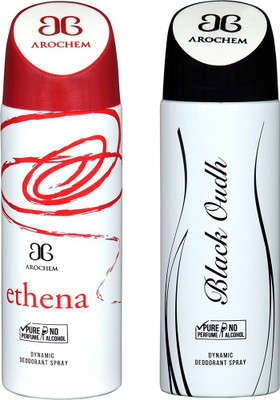 

AROCHEM ETHENA AND BLACK OUDH DYNAMIC PURE DEODORANT Deodorant Spray - For Men & Women(200 ml, Pack of 2)