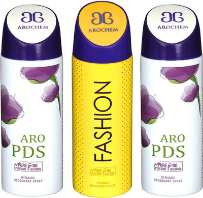 

AROCHEM ARO PDS , FASHION AND ARO PDS DYNAMIC PURE Deodorant Spray - For Men & Women(200 ml, Pack of 3)