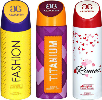 

AROCHEM FASHION , TITANIUM AND ROMEO DYNAMIC PURE Deodorant Spray - For Men & Women(200 ml)