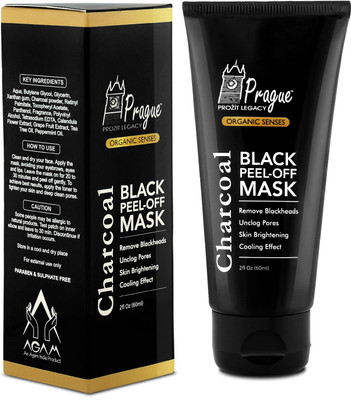 Prague Activated Charcoal Peel off Face Mask (Deep Cleansing Face Pack) - Paraben & Sulphate Free(60 ml)