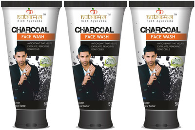 

Nutramantra Charcoal FaceWash Natural & Paraben Free- 50 ML (Pack of 3) Face Wash(150 ml)