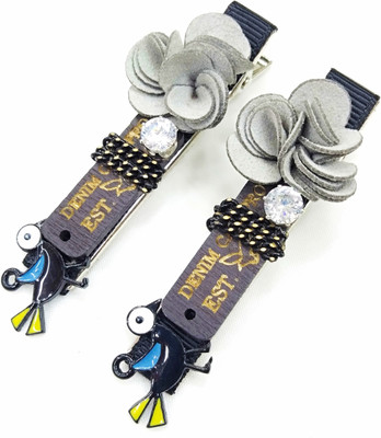 

Fairytale Premium Quality Flower With Stone Designer Hair Clip Hair Pins For Girls And Womens. 1 Pair. Size 6.2 cm Length Hair Pin, Hair Clip(Grey)