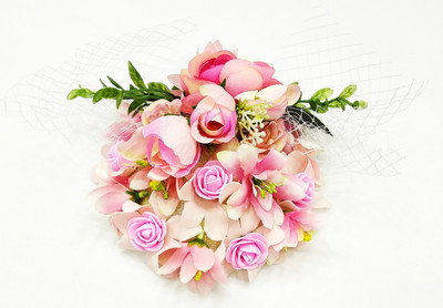 

Fairytale Vintage Style Floral Fascinator With White Veil For Special Occasion Hair Pin, Hair Clip(Pink)