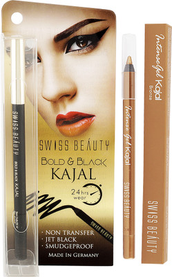 

Swiss Beauty Gel Kajal Pencil-Black & Bronze(Black, Bronze)