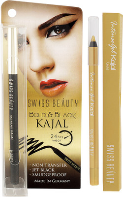

Swiss Beauty Gel Kajal Pencil-Black & Gold(Black, Gold)