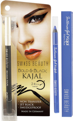 

Swiss Beauty Gel Kajal Pencil-Black & Electric Blue(Black, Blue)