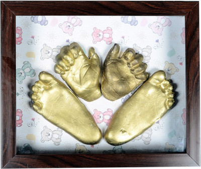 

Gravelart Baby Impression Kit - DO-IT-YOURSELF (UNISEX) small frame teddy print metallic gold Keepsake(Metallic Gold)