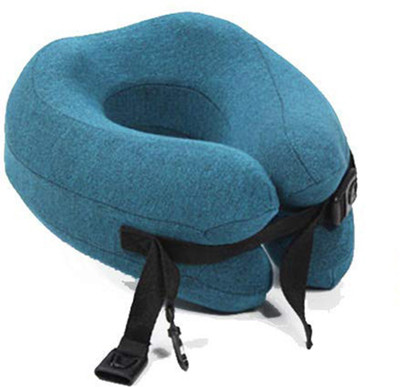 

House of Quirk Foldable Travel Pillow Adjustalbe U-Shaped Memory Foam Neck Support - Blue Neck Pillow(Blue)